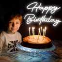 Tujoe 30" x 21" Happy Birthday Neon Sign Large Happy Birthday LED Neon Light Signs with Dimmable Switch 12V Power Adapter for Party Wall Decoration Bar Rave Home Decor Backdrop(Cold White,30" x 21")
