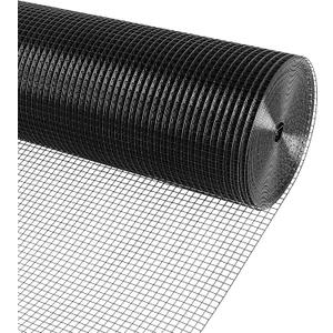 Black PVC Vinyl Coated Wire Mesh Hardware Cloth 1/2 in 24x50 19 Gauge, Welded Wire Fencing Chicken Wire Mesh Roll Cage Wire Netting