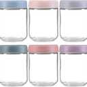 6-Pack Overnight Oats Containers with Lids 16oz Glass Mason Jars Meal Prep Salad Food Cereal Snacks Sugar Spice Pudding Yogurt Storage Mush Chia Seed Pudding Jars