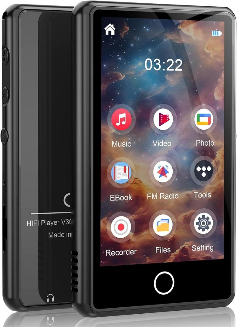 80GB MP3 Music Player with Bluetooth, 3-inch Portable MP4 Player Support All Formats Video with Built-in Speaker, FM Radio, Video, E-Book, Recording. Expandable up to 256GB, Black