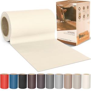 Vinyl Repair Kit, Leather Repair Kit 4 x 70 inches Leather Repair Patch for Furniture, Leather Couch Patch for Sofas, Furniture, Car Seats, Office Chairs, Interior - Beige White