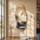Irregular Full Length Mirror -Gold Mirrors for Wall Home Decor 55"x 23" | Asymmetrical Floor Mirror Reinforced Metal Frame Hanging Mirrors for Wall Bedroom Living Room Entryway