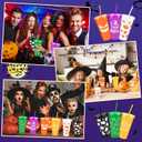 Yoiemivy 24 Pack Halloween Plastic Cups Bulk 24 oz Reusable Halloween Party Cups Cute Ghost Tumblers with Lids and Straws for Party Drinkware Supplies