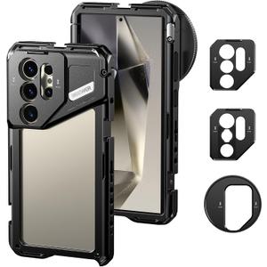 NEEWER S24 Ultra Phone Cage with 67mm Filter Adapter, 17mm Lens Backplate, T Mount Lens Adapter, Smartphone Video Rig Stabilizer Compatible with Samsung Galaxy Moment T Series Lenses, PA042