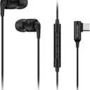 SoundMAGIC E80D USB-C in-Ear Stereo Headphones, L-Shape Plug, in-Line Controller, Metal Housing, 10mm Dynamic Drivers, Water/Dust Proof, Black