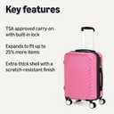 Amazon Basics 21" Hardside Carry-On Luggage with TSA Lock, Expandable, Scratch-Resistant Geometric Surface, Organized Interior, 4 Multi-directional Spinner Wheels, Pink