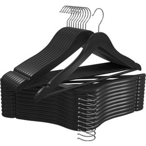 Utopia Home Premium Wooden Hangers 20 Pack - Durable & Slim Coat Hanger - Suit Hanger with 360-Degree Rotatable Hook - Wood Hangers with Shoulder Grooves (Black Color)