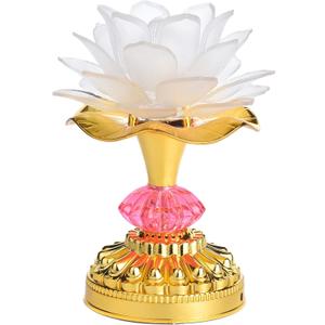 Colorful LED Lotus Buddhist Lamp Gradient Buddha Light - White | for Worship, Prayer and Display, Low Power Consumption, Eco - Friendly Material for Buddha Occasions, Buddhist Supplies