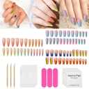 72Pcs Press on Nails Long Stiletto Fake Nails Glossy Glue on Nails Medium Length Acrylic Nails Full Cover Stick on Nails Reusable Acrylic Artificial Nails Glue on Nails for Women