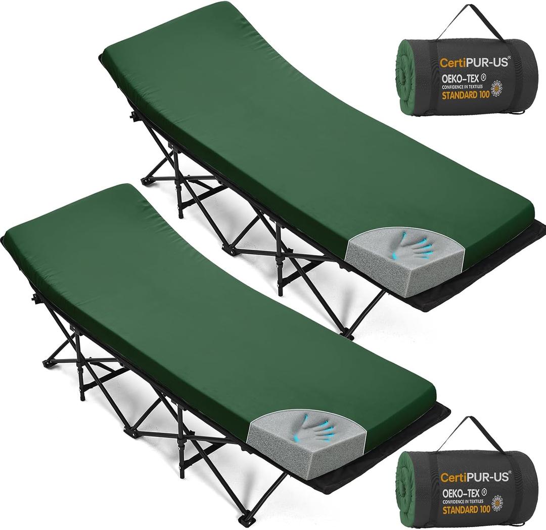 CYMULA Camping Cot Mattress 2in Memory Foam Sleeping Pad,Soft Warm Non-Slip Camping Mattress Topper with Retaining for Adults,Portable Roll up Pad for Travelonly Mattress