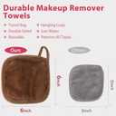 Natwag Makeup Remover Cloth, 6" x 6" Make Up Towels Reusable Face Cloth for Washing Face, Makeup Remover Pads Microfiber Face Washcloth with Mesh Bag, Just Water, 12 Pack, Brown