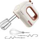 300W Compact Lightweight Electric Hand Mixer, with Powerful Quiet DC Motor for Baking, Cake, Brownies, Cookie Dough, Ideal for Home Kitchen (White)
