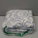 jinchan Linen Curtains for Living Room & Bedroom - Blue Damask Patterned 108 Inch Long Light Filtering Vintage Drapes with Grommet Window Treatments - 2 Panels Set