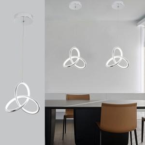 CANEOE Small Modern Led Pendant Light, 5500K Cold White Kitchen Island Pendant Lights Fixtures, Adjustable Integrated Pendant Lamp for Living Room Bedroom Hanging Light, 1 Pack (Chrome)