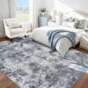 8x10 Area Rugs for Living Room: Washable Abstract Modern Rug Large Neutral Non Slip Soft Stain Resistant Indoor Carpet for Bedroom Nursery Dining Room Home Office (Blue White, 8'x10')