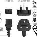 England UK Power Cord, 3 Pin Connector for Computers, TVs, Monitors, & More (IEC-320-C13 to UK Plug BS1363) (UK England)