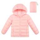 Lovekider Girls Warm Coat Size 8-9 Packable Zip Up Puffer Down-alternative Jacket Cute Hooded Coats Outwear with Pockets, Pink