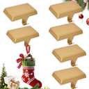 Octaplay Christmas Stocking Holders for Mantle 6 Pack, Heavy Duty Alloy Fireplace Stocking Hooks, Non-Slip Base Stocking Hangers for Xmas Holiday Decorations, Christmas Decor Hooks for Home (Gold)