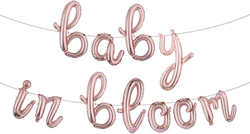 RUIANSI Baby in Bloom Balloons Banner Baby Shower Decorations Floral Baby Shower Decorations (L BABY IN BLOOM Rose Gold)