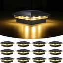 VOLISUN Solar Post Cap Light Outdoor Waterproof 12pack,Solar Fence - Post Lights for 4x4 5x5 6x6 Wooden/Vinyl Post,Black Deck Post Cap Light Solar Powered with Warm White for Garden/Patio/Porch