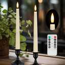 Flameless Taper Candles with Remote, Flickering Battery Operated Candles, Ivory 9.6" Led Flameless Candlesticks for Home Party Weeding Festival Decor, 2 Pack