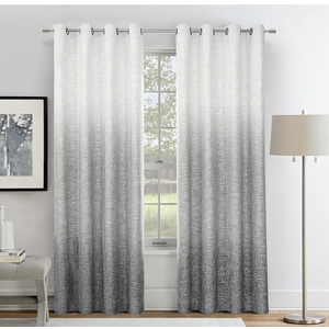 Ombre Full Blackout Curtain Panels 84 Inch Long Noise Reducing Energy Efficient Window Treatment Drapes for Bedroom Linen Texture with Grommets Top Gradient Print Cream White to Gray