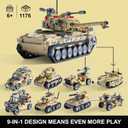 1176-Piece Military Tank Building Blocks Set Compatible with Lego, Create A Large Army Tank or 8 Sets of Military Models, Great Army Toys Gifts for Boys Kids Age 6+ Year Old