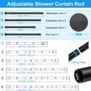 MEXAU 2 Pack Spring Tension Curtain Rods 31-76 Inch Black Shower Curtain Rod No Drilling Adjustable Spring Loaded Curtain Rods 7/8" Diameter Shower Rods for Window Bathroom Closet Doorway Door