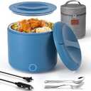 Monteka 41oz Portable Electric Heated Lunch Box for Adults, 100W SpillProof & DishwasherSafe Food Warmer for Office/Car/Travel, 12V/24V/110V/220V Universal Voltage, Ideal Gift for Men & Women