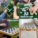 Foldable Mahjong Table with Mahjong Tiles Set,2026 Upgraded Portable Majong Table with 144pcs Tiles,1x Storage Box, 1x Storage Bag and 4 All in One Racks and Pushers,1xchess Pieces[麻将套装], 19.3x19.3x16.2 inches
