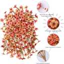 HyeFlora Artificial Flowers for Outdoors Fall Decoration, 2Pcs Fall Orange Yellow Hanging Flowers with Autumn Eucalyptus Leaves Faux Silk Flower Decor for Home Porch Patio Balcony Planter Yard