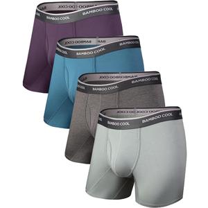 BAMBOO COOL Men's Underwear Boxer Briefs Soft Breathable Underwear4 Pack M