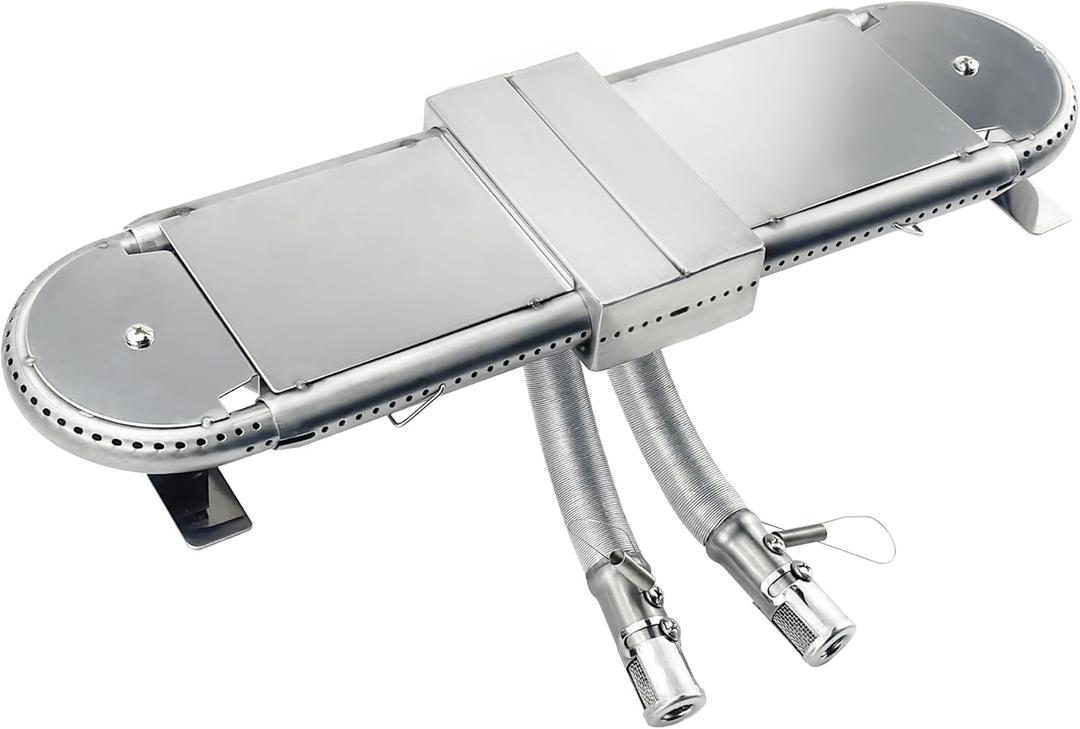 Adjustable Universal BBQ Grill Oblong Tube Burner Replacement for Brinkmann and Other Gas Grills, Adjustable Grill Burner Extend from 15in Up to 22 1/4in