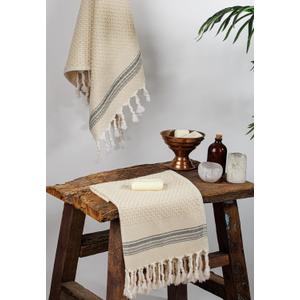 DEMMEX Set of 2 Micro Waffle Turkish Hand Towels for Bathroom and Kitchen  100% Oeko-TEX Certified Cotton  Luxury, Ultra-Soft Cotton Bubbles Texture, Prewashed, 18x32'' (Beige)