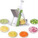 ONCE FOR ALL Safe Mandoline Slicer, Multi Vegetable Chopper, Potato Slicer for Kitchen, 4 Modes 100+ Presets Adjustable Thickness, French Fry Cutter (5 in 1 Green)
