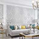 yaretzy Peel and Stick Wallpaper 3D Silver Grey Floral Modern Damask Removable Wallpaper Bedroom Embossed Sticky Self Adhesive 20.8inch x 119inch
