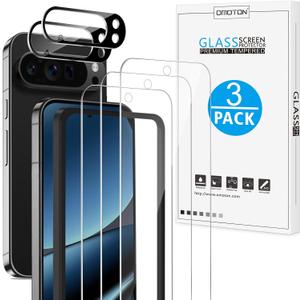 OMOTON 3+2 Pack for Google Pixel 10 Pro XL Screen Protector 6.8 Inch 2025, 3 Tempered Glass Film and 2 Camera Lens Protector, Bubble-free, Easy Installation, Not for Pixel 10 Pro/ 10