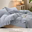 Duvet Cover Set Washed Cotton Embroidered Hem Queen 3‑Pcs