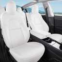 Tesla Model 3 Car Seat Covers Nappa Leather Car Interior Seat Airbag Compatible Cushion Cover Full Set Custom Fit 2023 2022 2021 2020 2019 2018, Nappa White