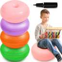 Lewtemi 4 Pcs Flexible Seating for Classroom Elementary 20 Inch Yoga Ball Chair Inflatable Donut Ball Chair with Inflator for Kids Student Sensory Balance Office Exercise (Vivid Color)