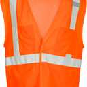 Kishigo Men's High Visibility Reflective 4 Pocket Hook & Loop Mesh Vest, Zipper, Polyester, ANSI 107 Type R/Class 2 (Orange, L)