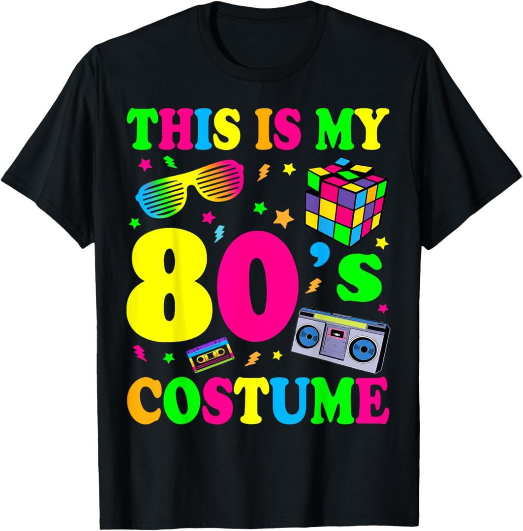 This Is My 80s Costume T-Shirt 80's 90's Party T-Shirt (Black), S