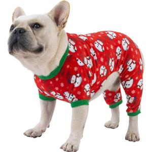 CuteBone Dog Christmas Pajamas Puppy Onesies Small Dogs Soft Pjs Coat Cat Apparel Comfy Pet Clothes Outfit Doggie Bodysuit P136 (A02-Xmas136) XL