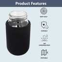 32oz Wide Mouth Mason Jar Sleeve, 4 Pcs Insulated Cozy Neoprene Canning Cover fits 24oz and 32oz Regular Mouth Mason jars(Black)