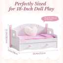 ROBUD Wooden All-in-One Baby Doll Doll Bunk Bed Sofa with Mattress, Quilts & Pillows, 18 Inch Doll Furniture with Realistic Details for Pretend Play, Fits Dolls Up to 20 in, Pink for Kids 3+