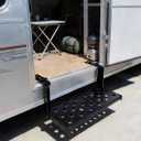26" W Folding Large Trailer Stair with Quick Release Pins, Hinged RV Step with Hardware for Campers Trucks Entry Platform Ladder - Heavy Duty Punch Plate Non-Slip 350 lb. Capacity