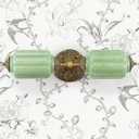 Vintage Milk Glass Bathroom Vanity Light, 2-Light Vintage Wall Sconce with Antique Brass Finish Base & Green Glass Shad, Wall Sconce Lighting for Mirror, Living Room, Gallery (Bulbs Included)