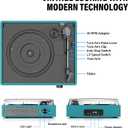 Record Player for Vinyl with 2 Build-in Speakers LP Vinyl Players Belt-Driven Vintage Turntables 3 Speed 3 Size, Wireless Bluetooth Playback, AUX-in, RCA Out, Headphone, Auto Stop Sea Blue