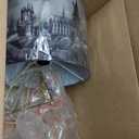 Harry Potter Figural Table Lamp – 16" Tall Gold Wire Base with Printed Hogwarts Shade, Decorative Kids Desk or Nightstand Lamp for Bedroom, Playroom, or Study Area