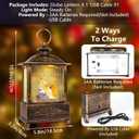 10.8'' Christmas Snow Globe Lantern Snowman with Holiday Tree Musical LED Lighted Scene Water Swirling Glitter with 6H Timer,Battery & USB Powered for Christmas Home Decoration Gift (Jesus)